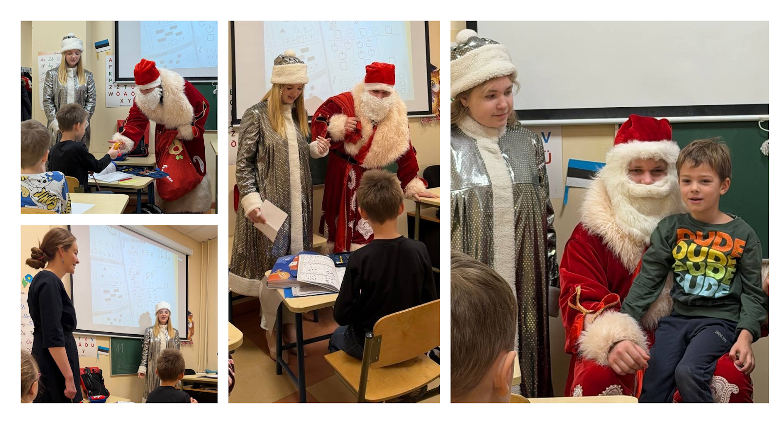 SANTA CLAUS AND SNOWMAN IN PRE-SCHOOL CLASSES